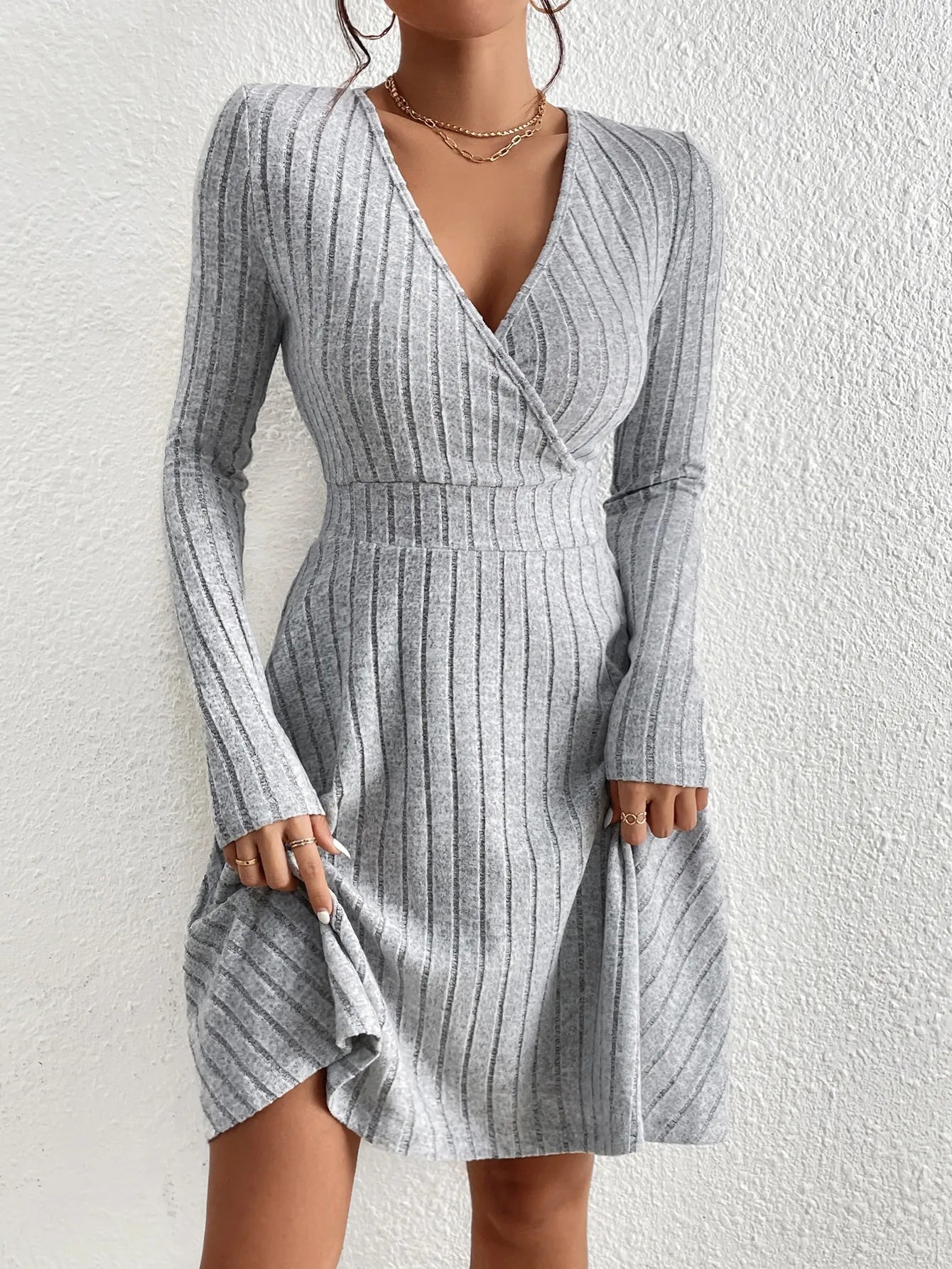 V-Neck Midi Dress